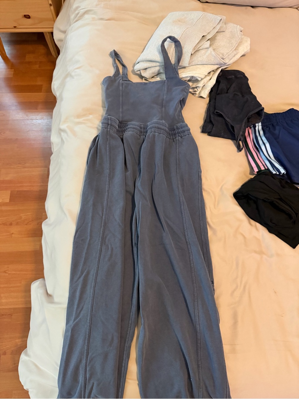 FP Movement by Free People Slate-Blue Wide Leg Strappy Jumpsuit